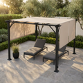 10 Ft. X 10 Ft. Steel Patio Pergola with Beige Shade Canopy