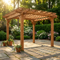 10 Ft. X 10 Ft. Traditional All Cedar Wood Outdoor Patio Pergola Shade Structure