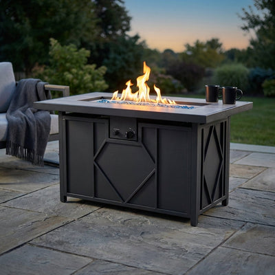 42 In. 60,000BTU Fire Pit Propane Gas Fire Pit Table Rectangular Tabletop