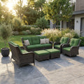 Patio Furniture Set 6-Piece Outdoor Patio Conversation Set with Green Cushions Lawn Furniture