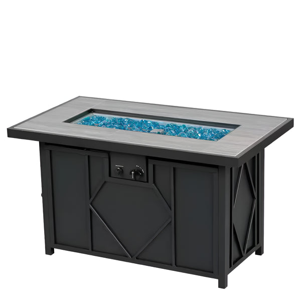 42 In. 60,000 BTU Fire Pit Propane Gas Fire Pit Table Rectangular Tabletop