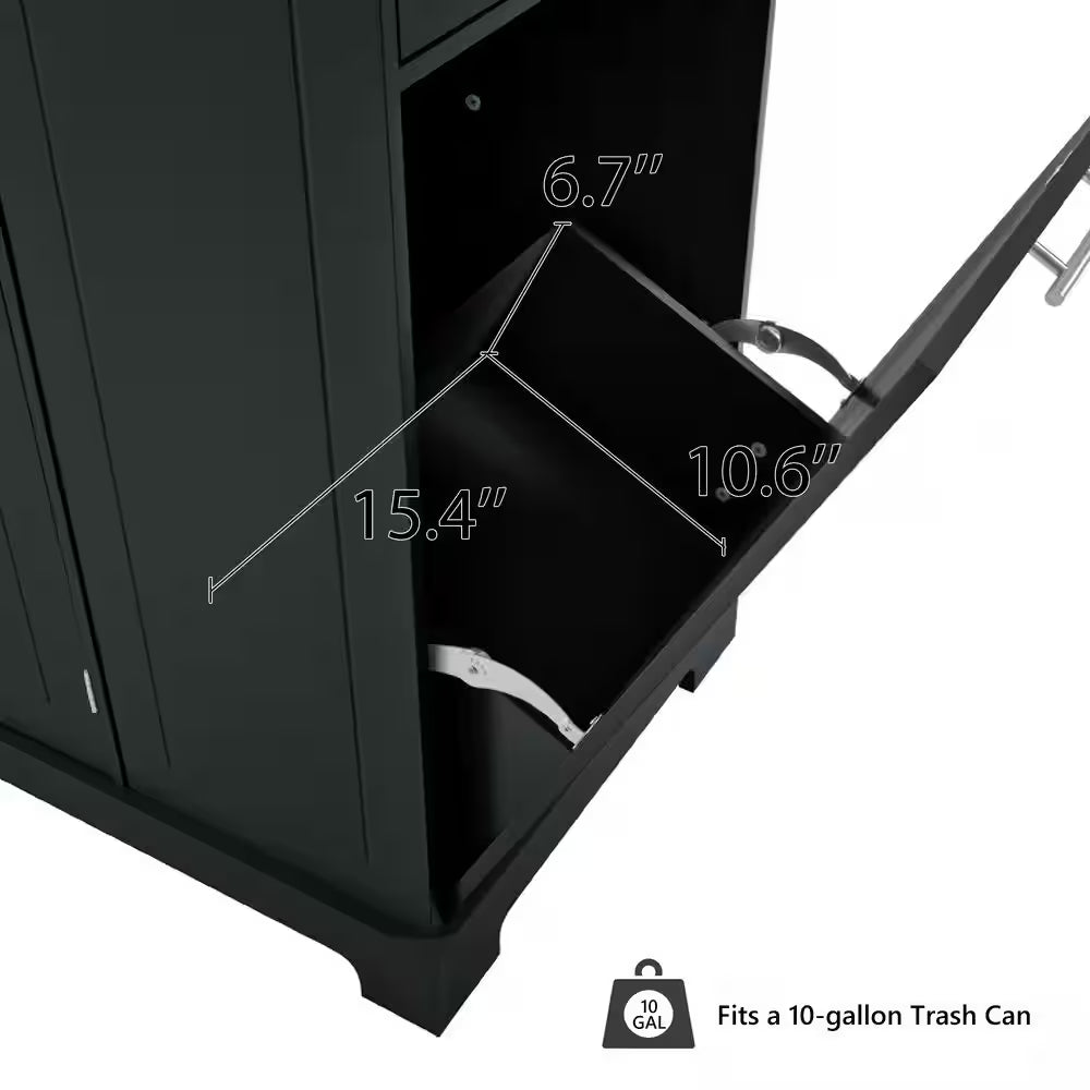 Black 48.5 In. Outdoor Kitchen Island Grill Cart with Wood Tabletop and Storage Cabinet