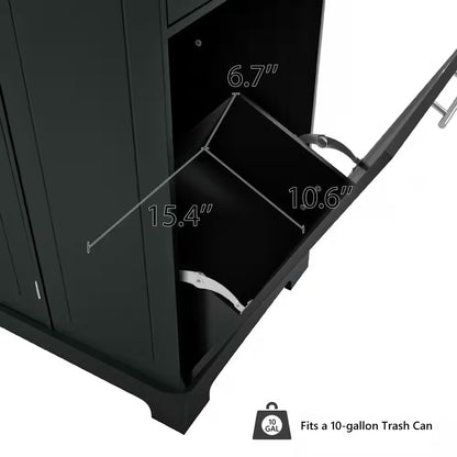 Black 48.5 In. Outdoor Kitchen Island Grill Cart with Wood Tabletop and Storage Cabinet