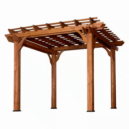 Wooden pergola structure on a white background